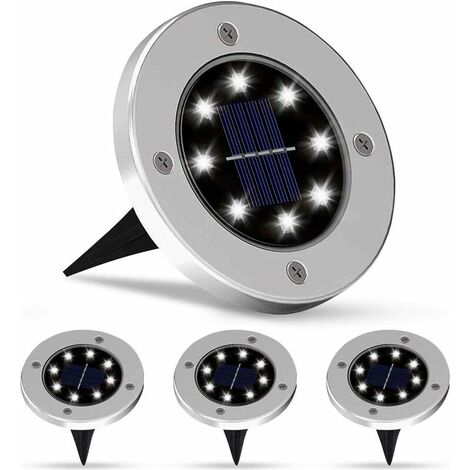 Lumière solaire extérieure 8 LED 4 pcs projecteur de jardin lumière solaire étanche IP65 décoration de lumière de pelouse pour jardin terrasse jardin pelouse (blanc)