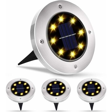 Lumière solaire extérieure 8 LED 4 pcs projecteur de jardin lumière solaire étanche IP65 décoration de lumière de pelouse pour jardin terrasse jardin pelouse (couleur chaude)