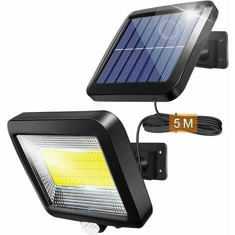 LUCKY-88 Lumière solaire extérieure avec détecteur de mouvement infrarouge, projecteur LED extérieur 100COB avec détecteur, 180LM étanche IP65,