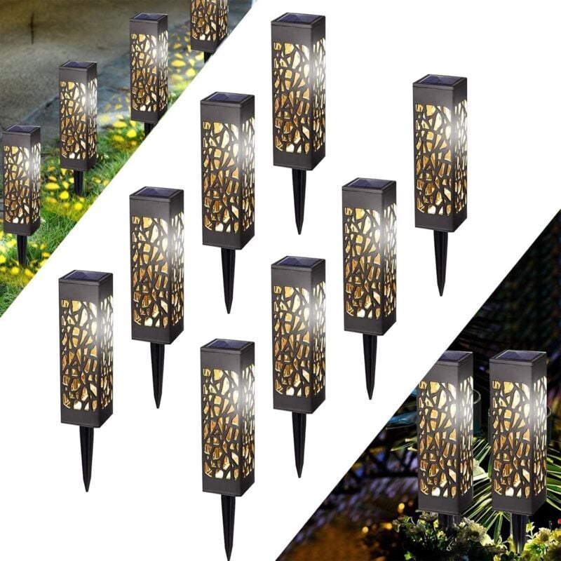 Lumière Solaire Extérieure, IP65 Étanche Lampe Solaire Jardin pour Allée Chemin Terrasse Pelouse Paysage Fête Noël (8pcs)