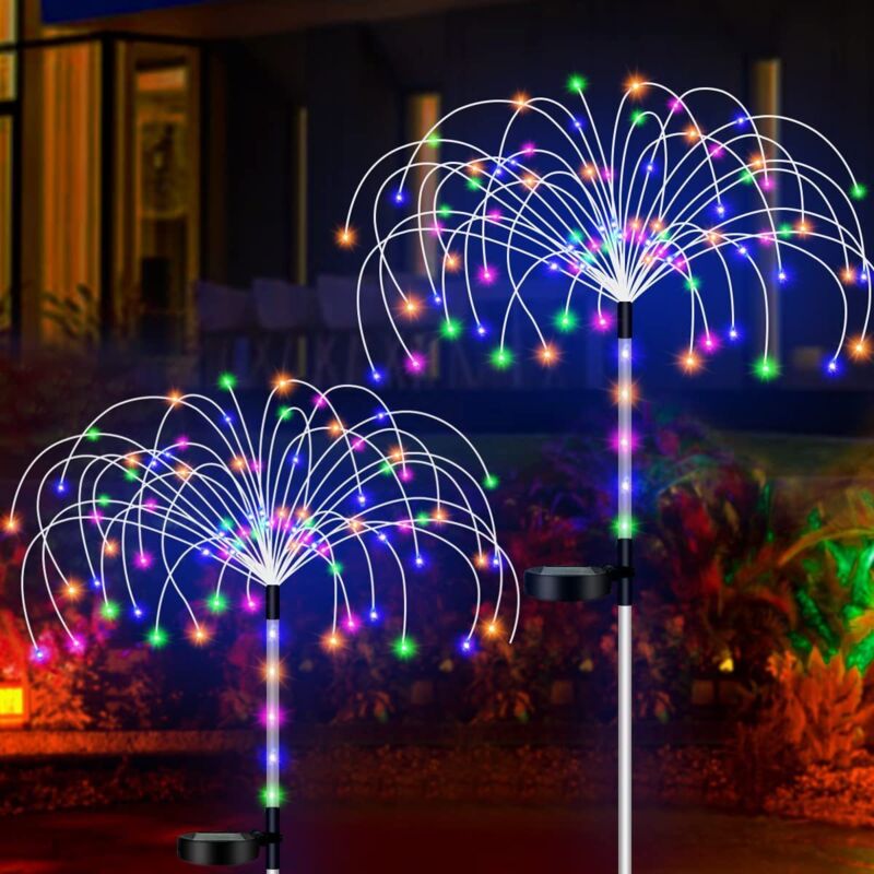 Lumière Solaire Extérieure Jardin, 2 Pièces 120 LED Feu d'Artifice Solair IP65 Étanche Eclairage Exterieur Solaire Decoratif