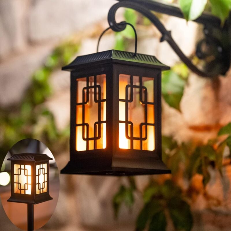Lumiere Solaire Exterieur,Lanterne Solaire Exterieur Jardin,Lanterne Solaire Deux Modes de Fonctionnement Clignotant/Chaud Torche Solaire Jardin Pour