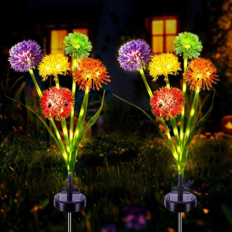 Lumière Solaire Jardin, 2 Pièces Fleur Pissenlit Lampe Solaire Extérieure pour Décoration de Jardin Patio, Mariage, Noël, Pelouse, Terrasse