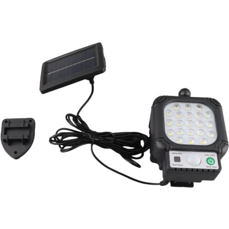 Lumière Solaire Murale Extérieure 21 LED Super Lumineuse IP65 Étanche avec Capteur de Mouvement et Câble de 3,4m - KZQ