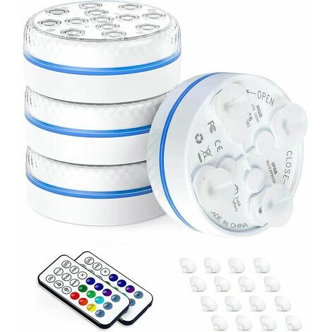 Lumière submersible LED, projecteur sous-marin multicolore étanche avec télécommande lumières de piscine hors sol pour aquarium piscine décoration de baignoire aquarium (4pcs)