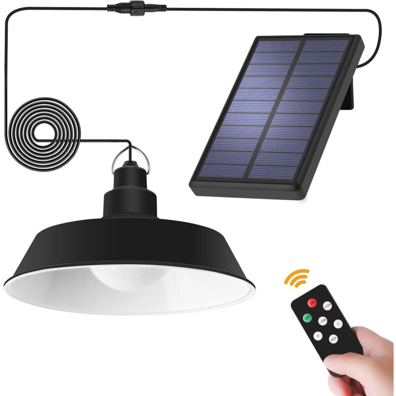 lumière suspendue solaire extérieure, lumière de cabanon solaire 3 couleurs Dimmable avec télécommande, contrôle de la lumière 6500K ampoule LED,