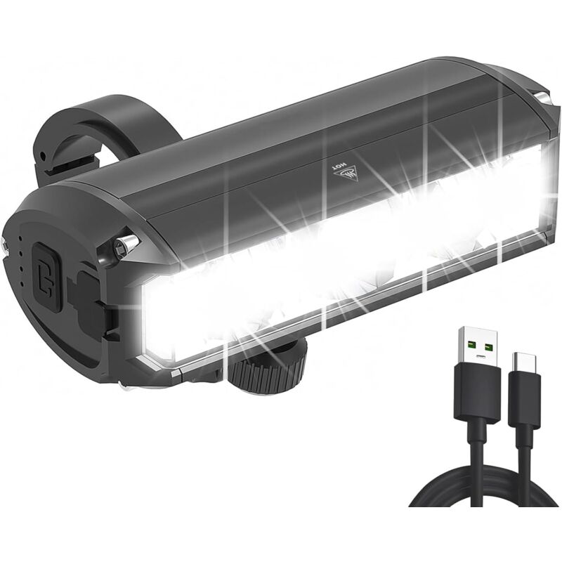 Lumiere Velo Avant, Lampe Velo LED puissantes 5 Modes Lampe Vélo Rechargeable USB Étanche IPX5 Lumière Avant Convient aux vélos VTT VTC