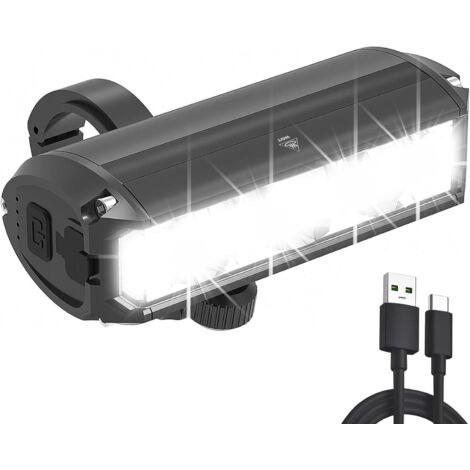 Lumiere Velo Avant, Lampe Velo LED puissantes 5 Modes Lampe Vélo Rechargeable USB Étanche IPX5 Lumière Avant Convient aux vélos VTT VTC