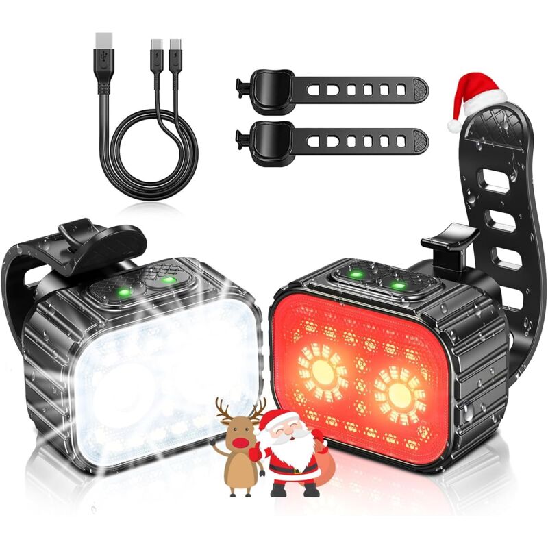 Lumiere Velo LED, Rechargeable Lamp Vélo Ultra Lumineux pour Cyclysme, Éclairage Velo Avant et Arrière Étanche IPX6 et 8/12 Modes, Largement Utilisé