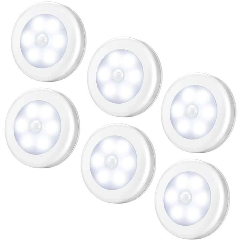 Lumières à détecteur de mouvement, à coller n'importe où dans les placards, les escaliers, les couloirs - blanc