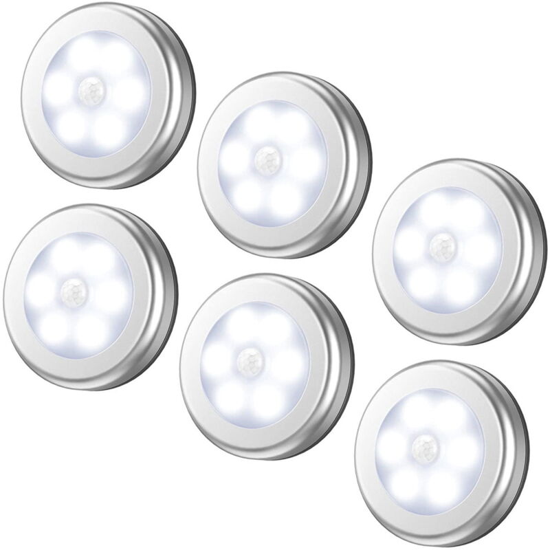 Lumières à détecteur de mouvement, à coller n'importe où dans les placards, les escaliers, les couloirs, les salles de bains, les chambres - argentées