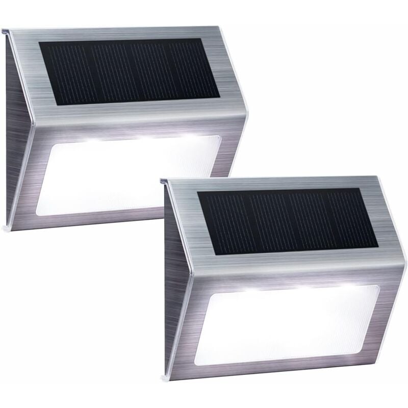 Lumières à énergie solaire pour marches d'escaliers, clôtures, chemin, lampe à led, extérieur étanche, lumière blanche, paquet de 6