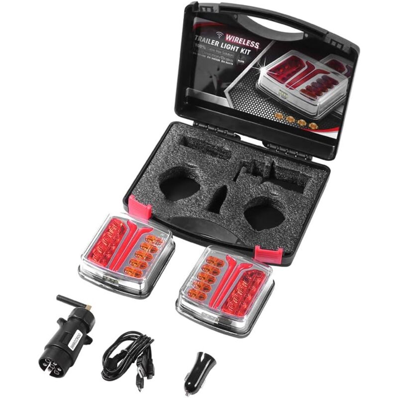 Lumières Arrière Sans Fil Magnétiques De Remorque De Led, 12V Feu étanche Sans Fil Arrière De Remorque, Avec éclairage De Plaque D'immatriculation,