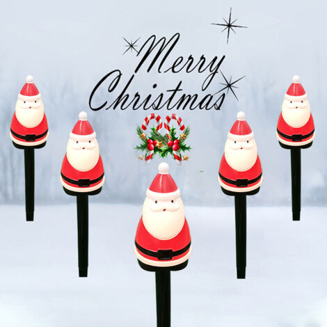 Lumières de chemin de noël en plein air, 5 pièces, lumière de passerelle du père noël, 8 Modes, décor extérieur de noël, alimenté par batterie