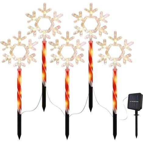 Lumières de Chemin de Noël Extérieur - 5 Pièces Lumières Solaires de Noël