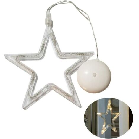 lumières de début de noël lumière de fenêtre suspendue avec ventouse 10 LED fenêtre à guillotine suspendue suspendue décor pour la décoration de fête de Noël (lumière blanche chaude)