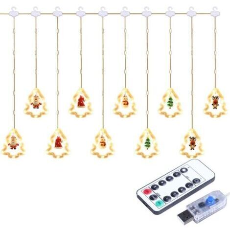 Lumières De Décoration De Noël, 50 LED 3M Guirlande Lumineuse USB Étanche Guirlandes Lumineuses Lumières féériques 8 Modes d'Eclairage Lumière pour Noël Fenêtre Soirée Terrasse Fenêtre Patio Jardin(Mo
