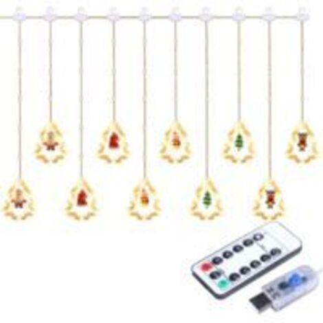 Lumières De Décoration De Noël, 50 LED 3M Guirlande Lumineuse USB Étanche Guirlandes Lumineuses Lumières féériques 8 Modes d'Eclairage Lumière pour Noël Fenêtre Soirée Terrasse Fenêtre Patio Jardin(Mo