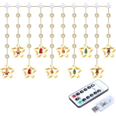 Lumières De Décoration De Noël, 50 LED 3M Guirlande Lumineuse USB Étanche Guirlandes Lumineuses Lumières féériques 8 Modes d'Eclairage Lumière pour Noël Fenêtre Soirée Terrasse Fenêtre Patio Jardin(Mo