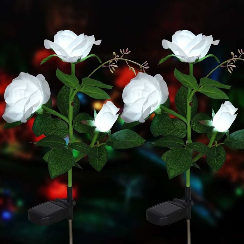 Aiducho - Lumières De Fleur Solaire Rose Artificielles Lumières Led Solaires Décoratives Pour Extérieur Étanche Ip44 Pour Jardin Noël Extérieur