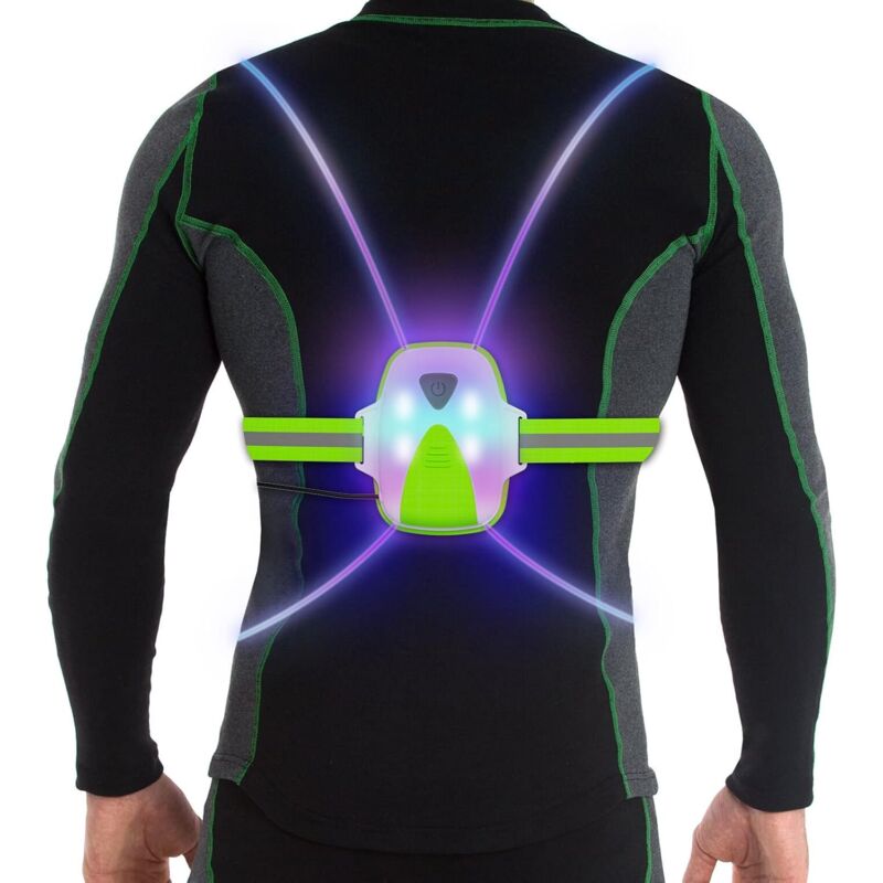 Lumières de gilet de course réfléchissantes à LED pour coureurs, feux de course avec éclairage avant, veilleuses réfléchissantes rechargeables par