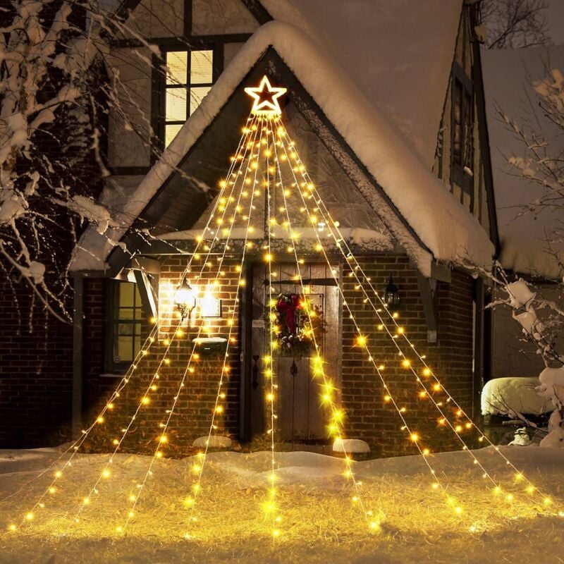 Crea - Lumières de Noël, 350 led 11 pieds x 9 lumières décoratives de Noël extérieures avec lumières d'arbre de Noël extérieures de 12 pouces (blanc)