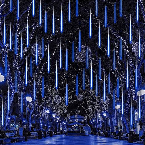 Lumières de Noël Météores de Pluie 30cm 8 Tubes 192 LEDS Imperméable Guirlande Lumineuse Guirlandes lumineuses pour mariage, fête, décor à la maison d'arbre de jardin, Bleu