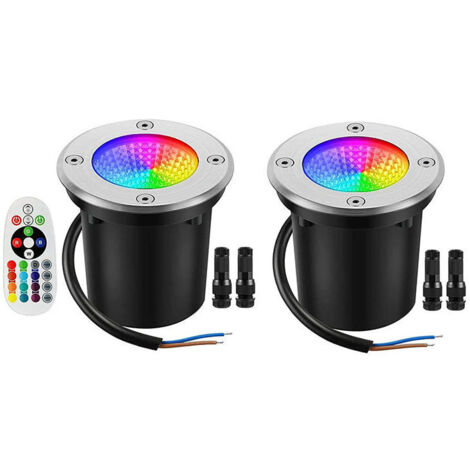 Lumières de paysage basse tension 10W RGBW LED blanc chaud éclairage de paysage de puits télécommande IP67 étanche extérieur 12V-24V lumières de sol de pont de voieUn paquet de 2