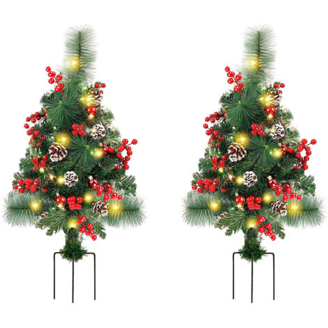 Lumières de piquet de jardin pour arbre de Noël, jardin éclairé pour arbre de Noël extérieur