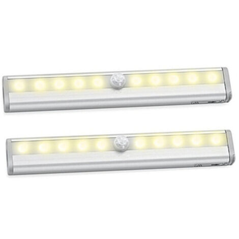 Lumières de placard à détecteur de mouvement, éclairage sans fil sous armoire de 10 LED avec batterie rechargeable intégrée, veilleuse magnétique autocollante Anywhere pour armoire de cuisine