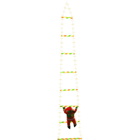 Lumières d'échelle de Noël avec Père Noël, 4,86 pieds, X-mas d'ornement suspendues pour arbre Noël avec minuterie, télécommande, 8 modes clignotants, lumières LED suspendues pour mur chambre