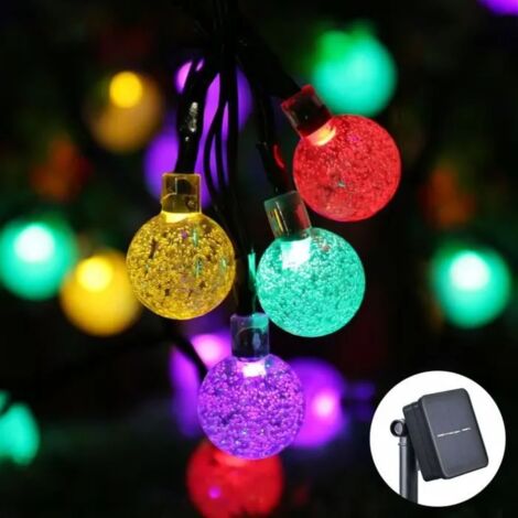 Lumières décoratives, lumières de chaîne solaires colorées, 30 PCS, 6.5m lumières décoratives de Noël extérieures, lumières rondes