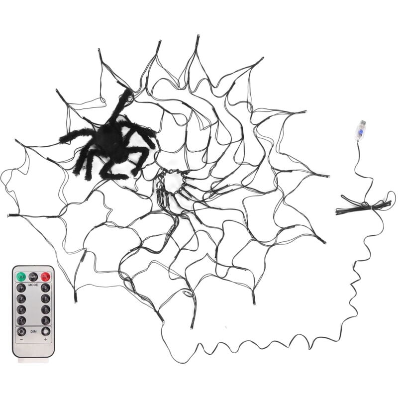 Lumières en toile d'araignée d'Halloween 8 modes d'éclairage led lumière chaude décorations d'Halloween pour haies de jardin clôtures porches murs