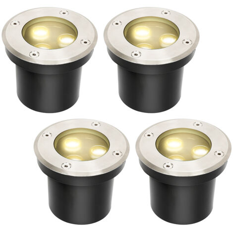Lumières enterrées 3W lampadaire IP65 LED encastrable sol spot - Noir 4x