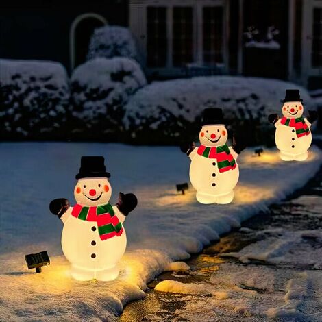 Lumieres exterieures de cour de Noel en forme de bonhomme de neige lumieres de voie de paysage Decoration de lumieres de Noel pour la cour, le patio, le porche 1 pcs