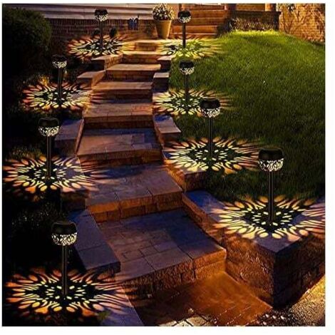 Lumières Flamme Solaire Exterieure Lot de 4 lampes solaires de jardin Étanche IP65 - Marche/arrêt automatique - Pour jardin, cour, balcon, allée, chemin