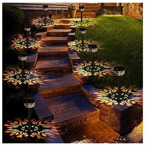 Lumières Flamme Solaire Exterieure Lot de 4 lampes solaires de jardin Étanche IP65 - Marche/arrêt automatique - Pour jardin, cour, balcon, allée, chemin Cisea
