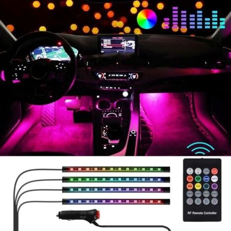 Lumières intérieures de voiture, bande lumineuse LED multicolore 12 V pour éclairage de tableau de bord, kit étanche avec fonction