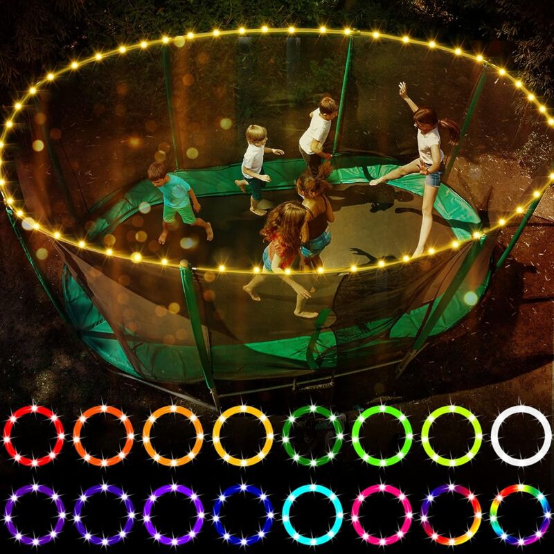 Lumières LED pour trampoline avec télécommande de 4.5 m, 16 couleurs changeantes par vous-même, étanches, super lumineuses pour jouer la nuit en