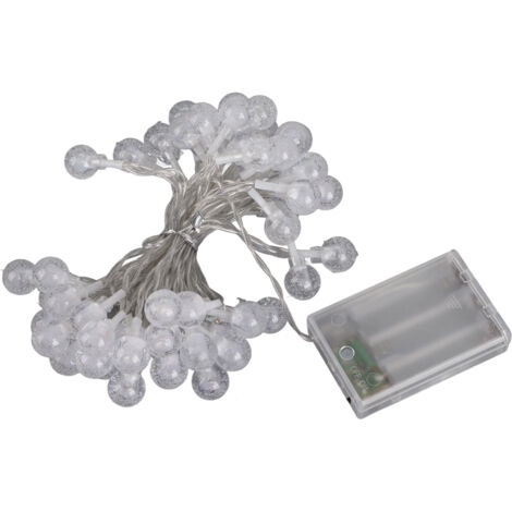LumièRes LED SphéRiques, éTanche IP66 à Piles 15 Cm de Distance Lampe de Bande Lumineuse Bande Lumineuse Colorée Couverture en PVC pour Patio de Vacances (5 mètres 50 lumières 3 Piles)