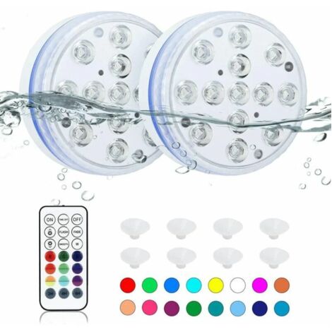 LumièRes Led Submersible , LumièRes Led De Piscine éTanches Avec TéLéCommande (Rf),16 Couleurs, LumièRes Led RGB Pour Aquarium,Piscine Et DéCoration De FêTe (2pcs)