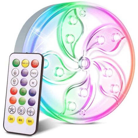 Lumières LED Submersible,Eclairage Piscine Led,Lumière Piscine,Avec Télécommande à Changement de Couleur des Lumières Utilisé Pour Piscine,Aquarium,Baignoire,Etang,Base de Vase(1pcs)