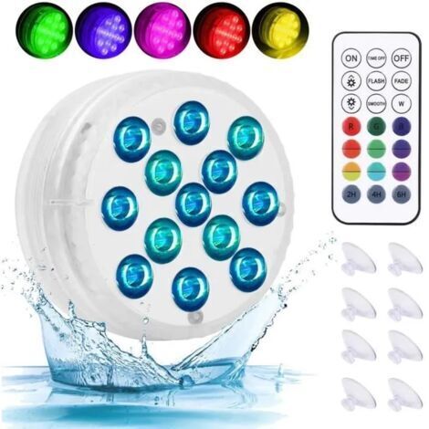 Lumières LED Submersibles - Lot de 4 - Étanches IP68 - 13 LED - Télécommande RF-Lumières à LED submersibles étanches