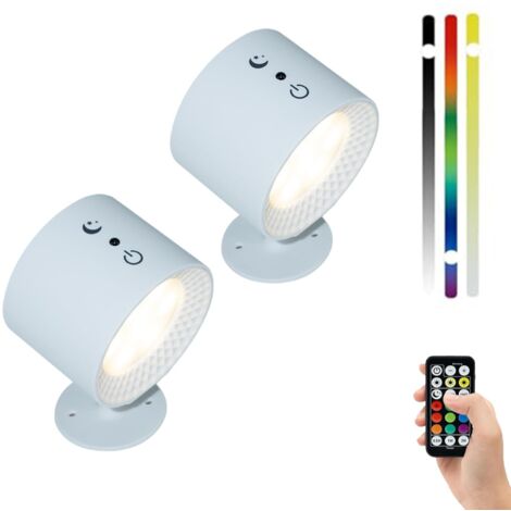 Lumières RGB 9 couleurs Effets lumineux Applique murale 5W Glowright 5 niveaux de luminosité Veilleuse sans fil Éclairage de galerie Rotation magnétique à 360° Lampes de lecture pour la maison/le bure