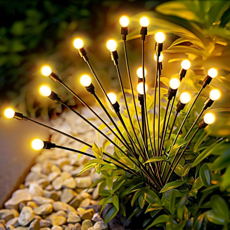 Lumières solaires de jardin, 20 LED Lampes de jardin Firefly Solaire Extérieur, Lumières solaires pour la décoration de la cour, du patio et de