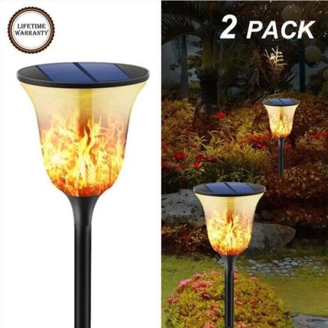 Lumières solaires LED Torches de jardin Flammes scintillantes étanches Crépuscule (Pack de 2) Gu28338