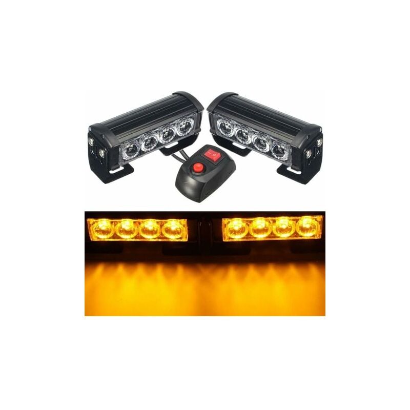 Gabrielle - Lumières stroboscopiques, paquet de 2 8 led d'urgence, lumière de danger stroboscopique haute luminosité, lumière d'avertissement