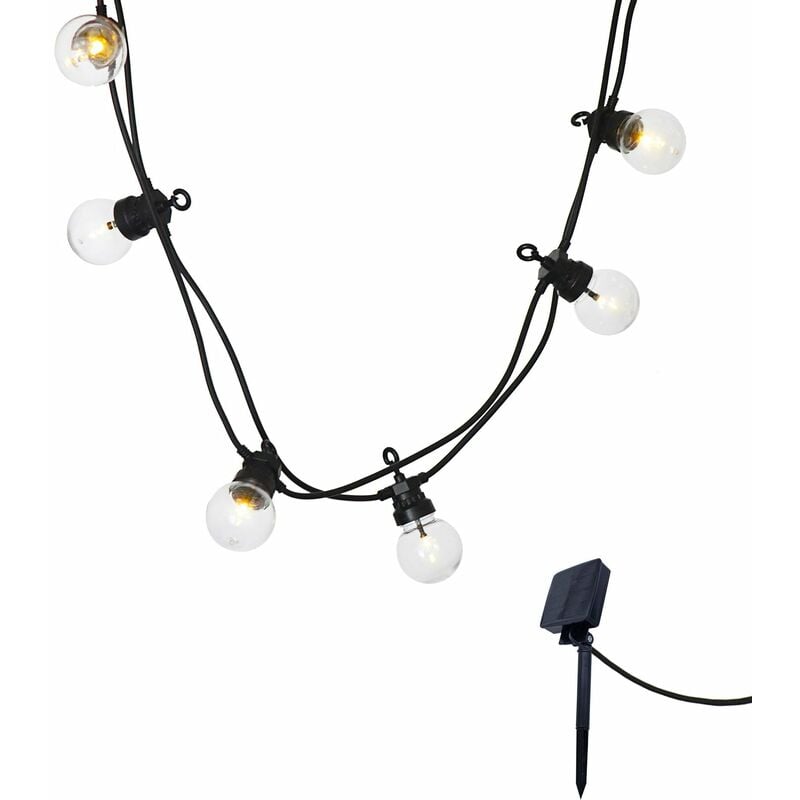 Guirlande solaire 10 globes party clear solar Blanc Plastique 5.7M