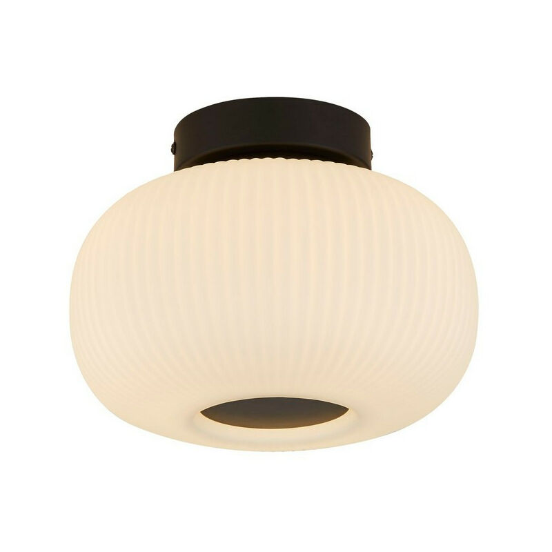 Lumina 1 Light Ceiling Flush With Frosted Ribbed Glass - Searchlight