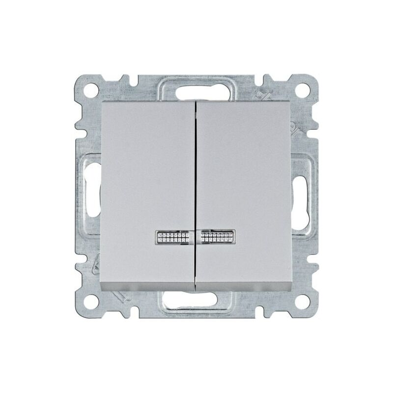 

Lumina | Interruptor doble con indicador luminoso plata WL0242